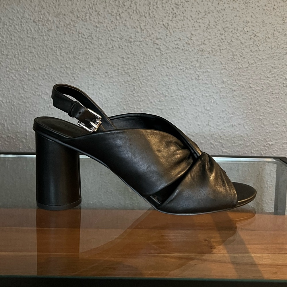 REBECCA MINKOFF Agata Block Twist Heel Slingblacks 8 Leather